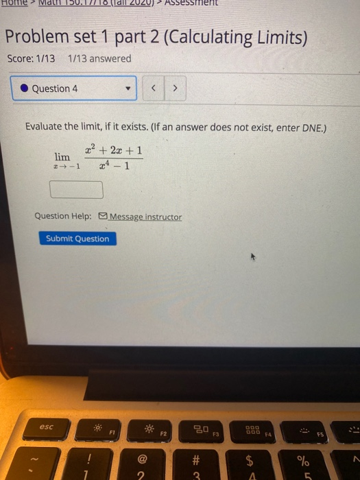 Solved Problem Set 1 Part 2 (Calculating Limits) Score: 1/13 | Chegg.com