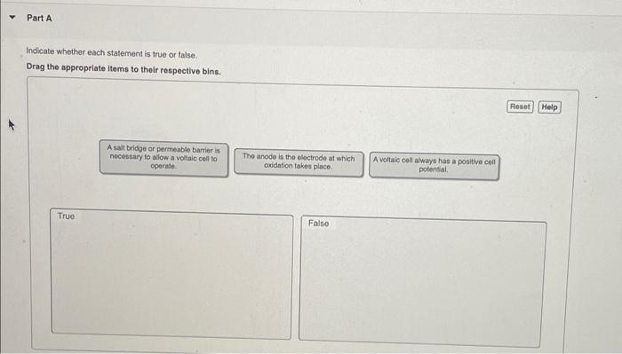 Solved Part A Indicate Whether Each Statement Is True Or Chegg