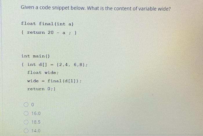 Solved Given a code snippet below. What is the content of | Chegg.com