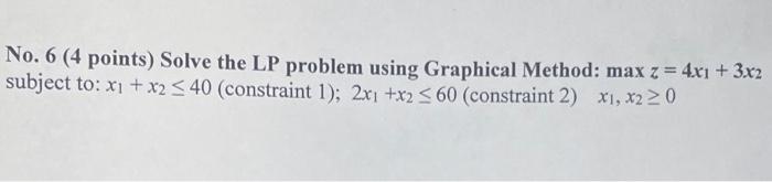 Solved No. 6 (4 points) Solve the LP problem using Graphical | Chegg.com