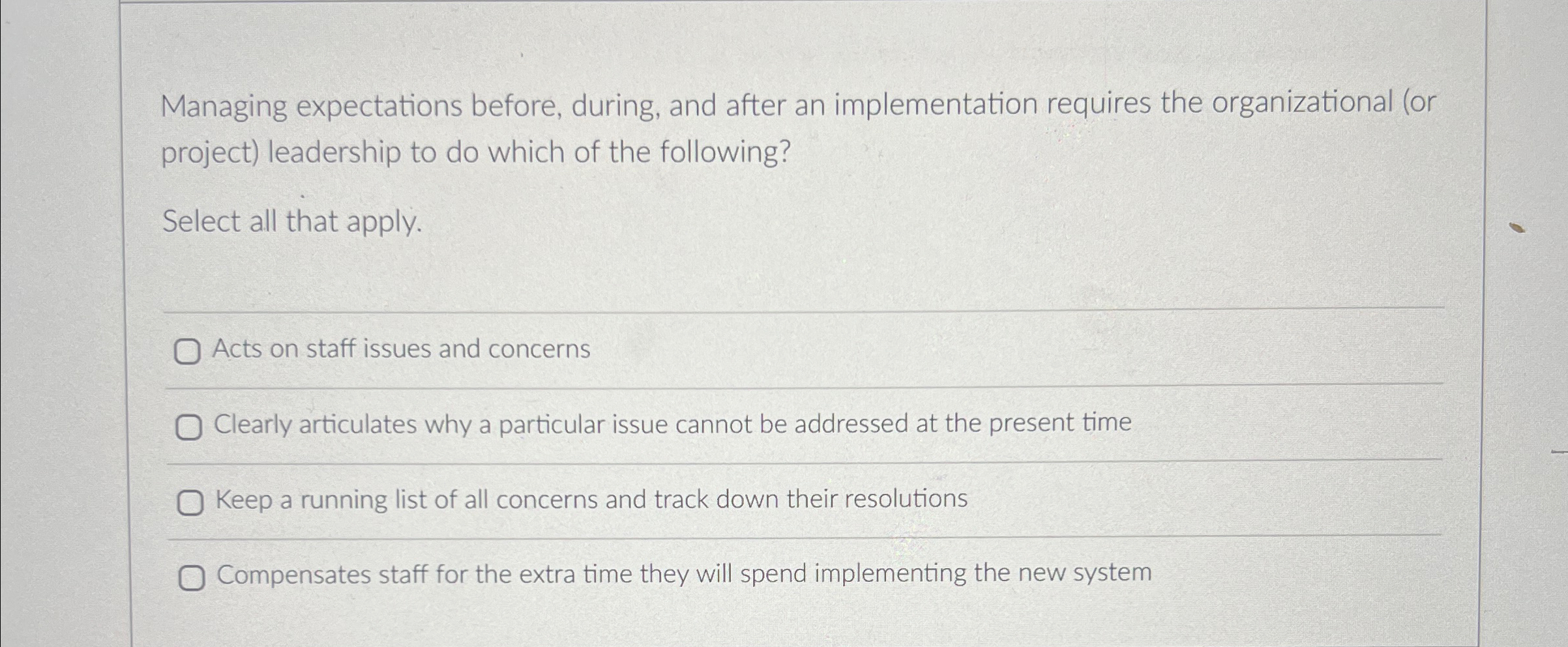 Solved Managing Expectations Before During And After An Chegg