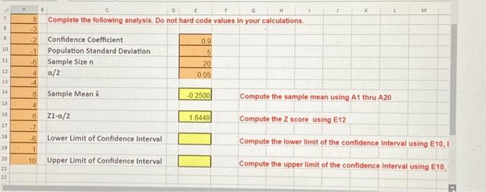 Solved 8 Given the accompanying sample data, use Excel's | Chegg.com image.