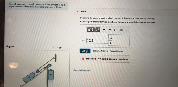 Solved Block A Has A Weight Of 60 Lb And Block Bhas A Weight | Chegg.com