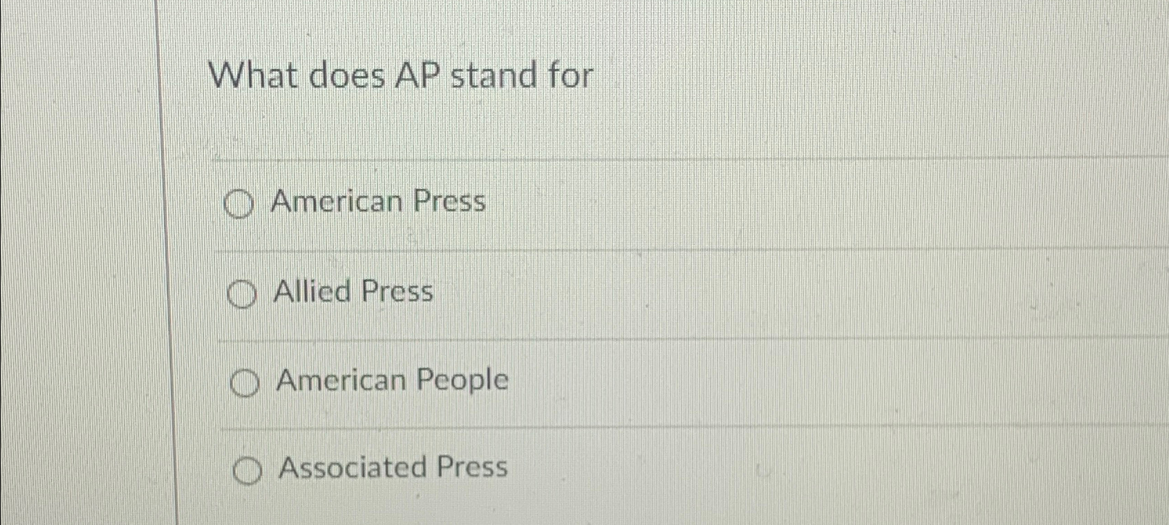 Solved What Does Ap Stand Foramerican Pressallied