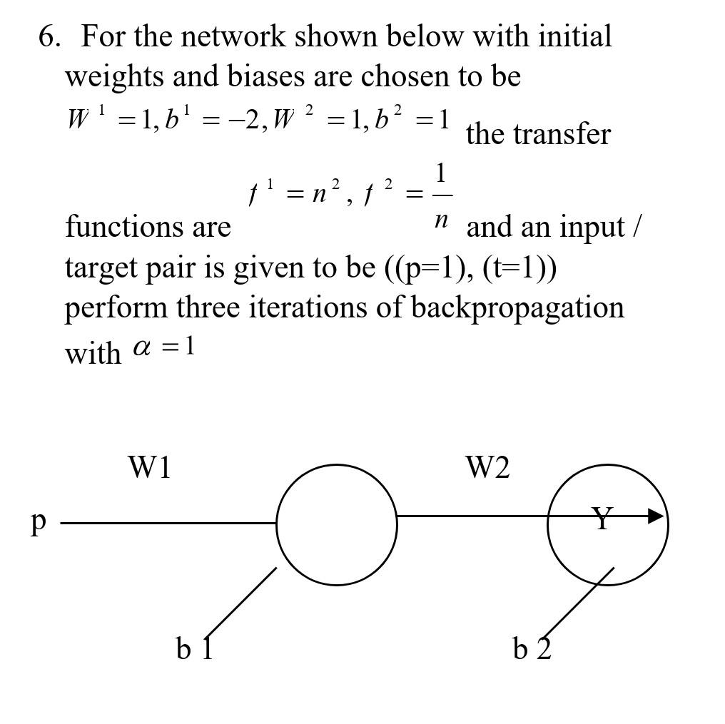 Solved 6. For the network shown below with initial weights | Chegg.com
