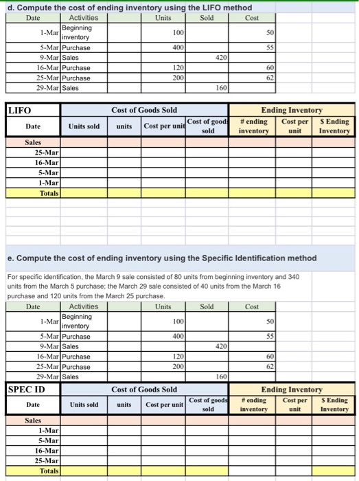 Solved unit 1 assignment 4 - compare inventory methods This | Chegg.com