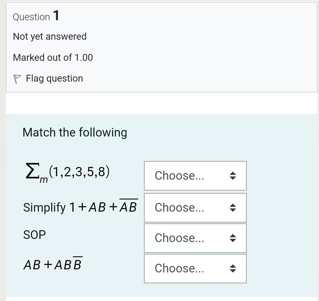 Solved Question 1 Not yet answered Marked out of 1.00 P Flag | Chegg.com