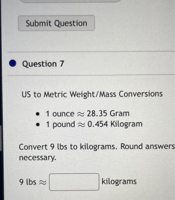 7 lbs in outlet kilos