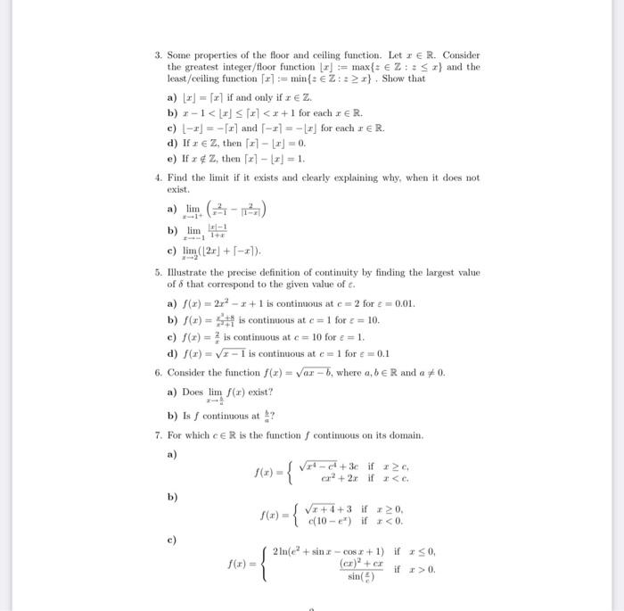 Solved 3. Some properties of the floor and ceiling function. | Chegg.com