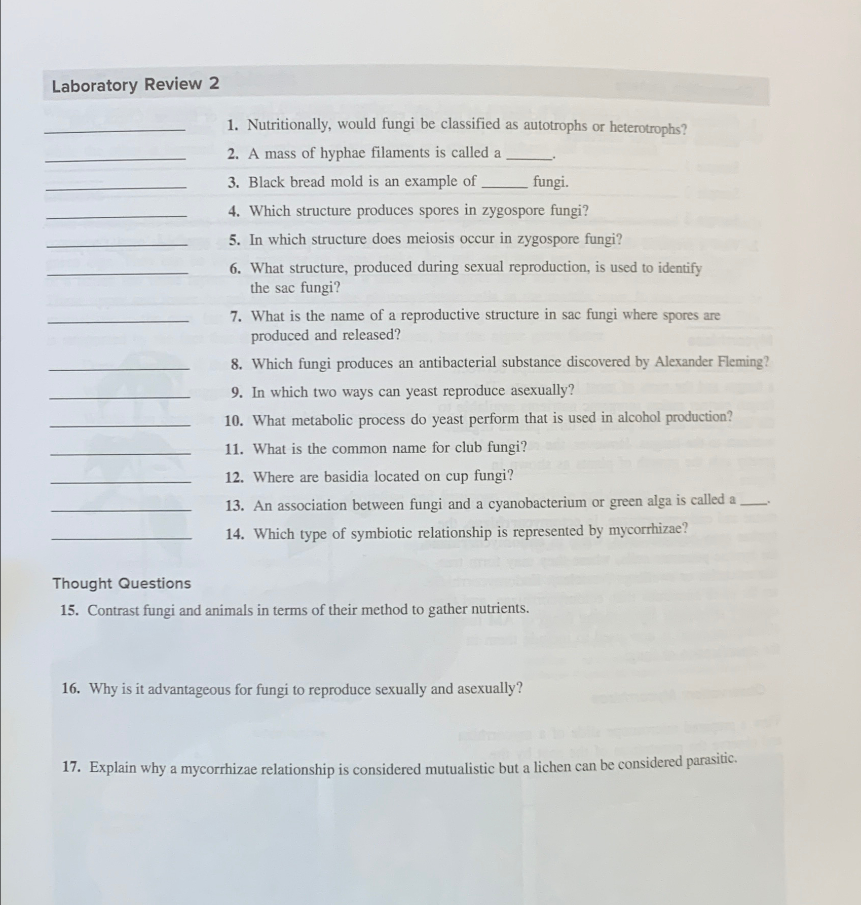 Solved Laboratory Review 2q,q,q,q,q,q, q, q, q,(2)Thought