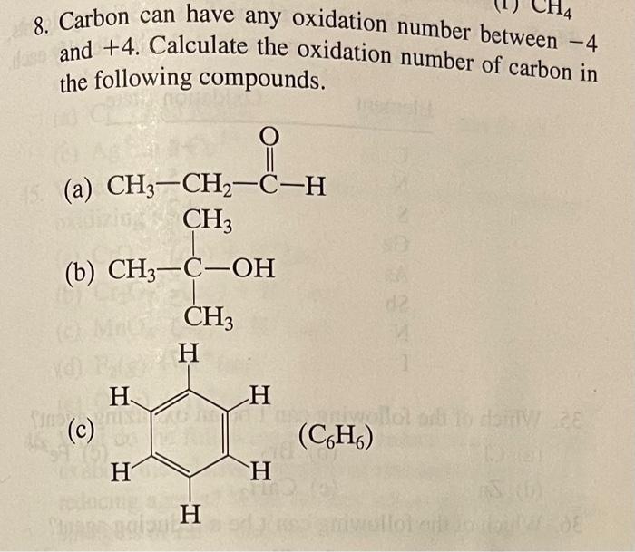 oxidation number of carbon in ch3 ch2oh