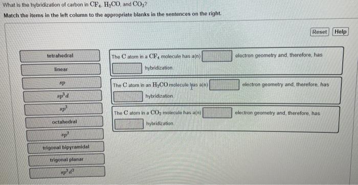 Solved What is the hybridization of carbon in CF4,H2CO, and | Chegg.com