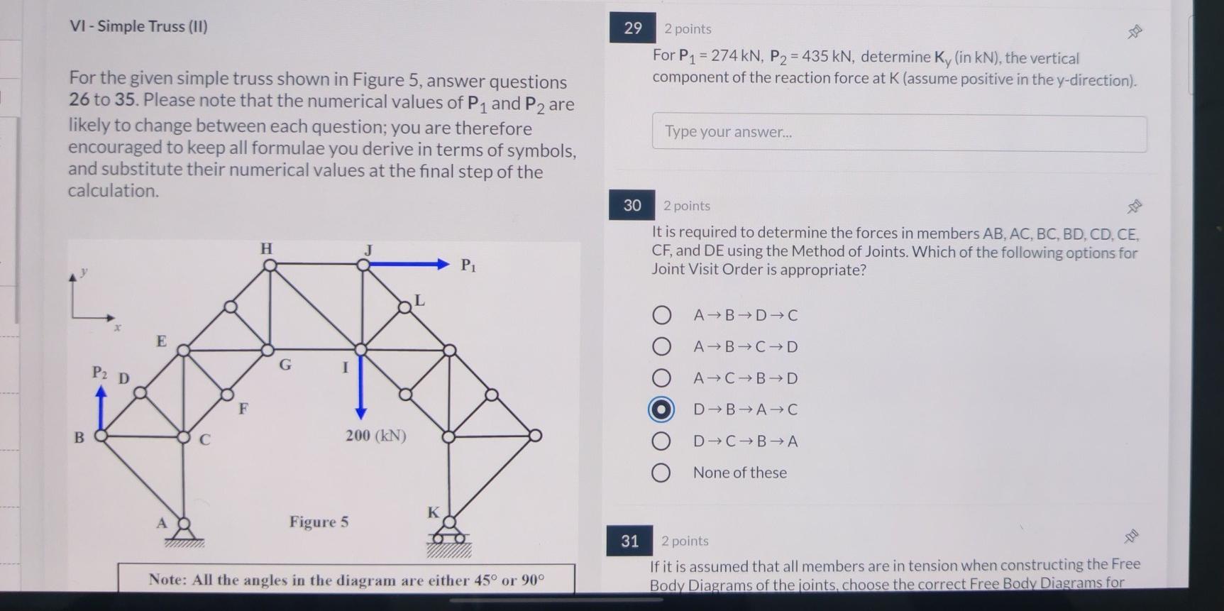 Solved 27 VI - Simple Truss (11) 2 points The correct Free | Chegg.com