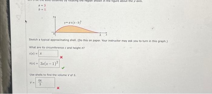Solved a=3b=1 Sketch a typical approximating shell. (Do this | Chegg.com