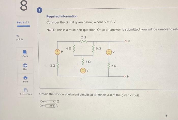 Solved Required Information Consider The Circuit Given | Chegg.com