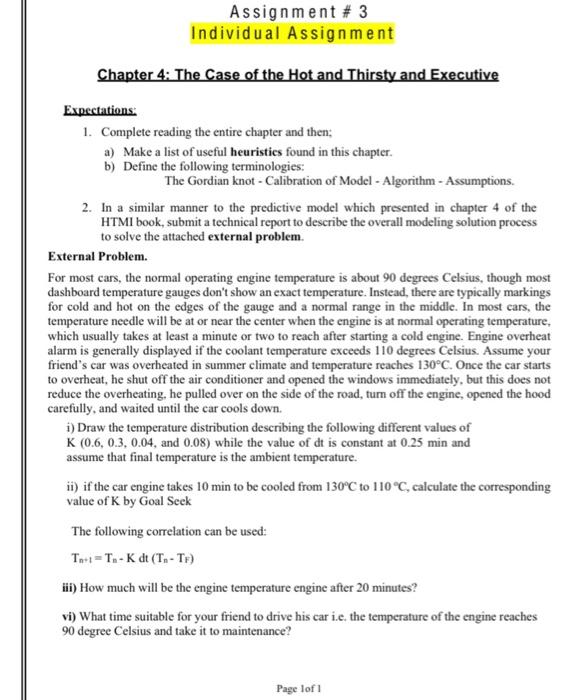 Assignment # 3 Individual Assignment Chapter 4: The | Chegg.com