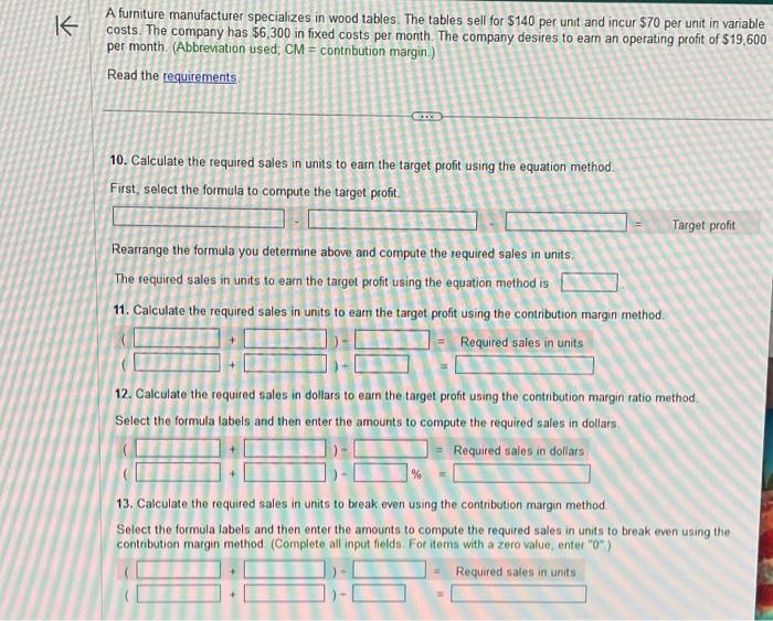 Solved A furniture manufacturer specializes in wood tables.