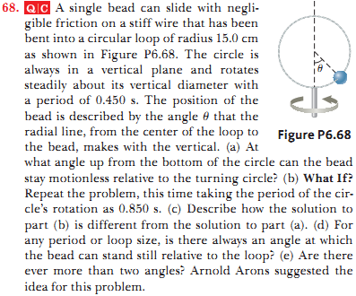 Friction Bead Problem Solved A single bead can slide with negligible friction on a | Chegg.com