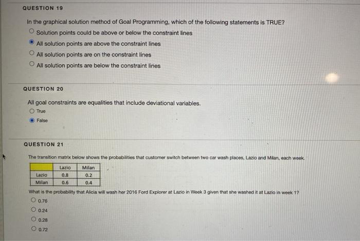 Solved QUESTION 19 In the graphical solution method of Goal | Chegg.com