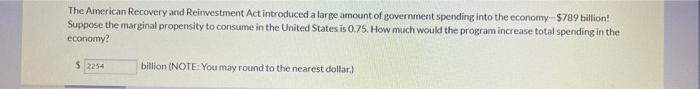 Solved The American Recovery and Reinvestment Act introduced | Chegg.com