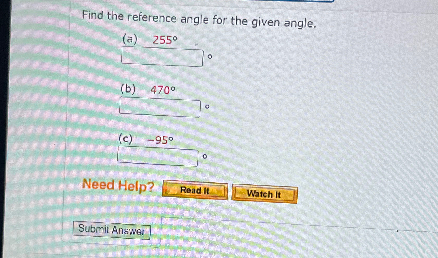 Solved Find the reference angle for the given | Chegg.com