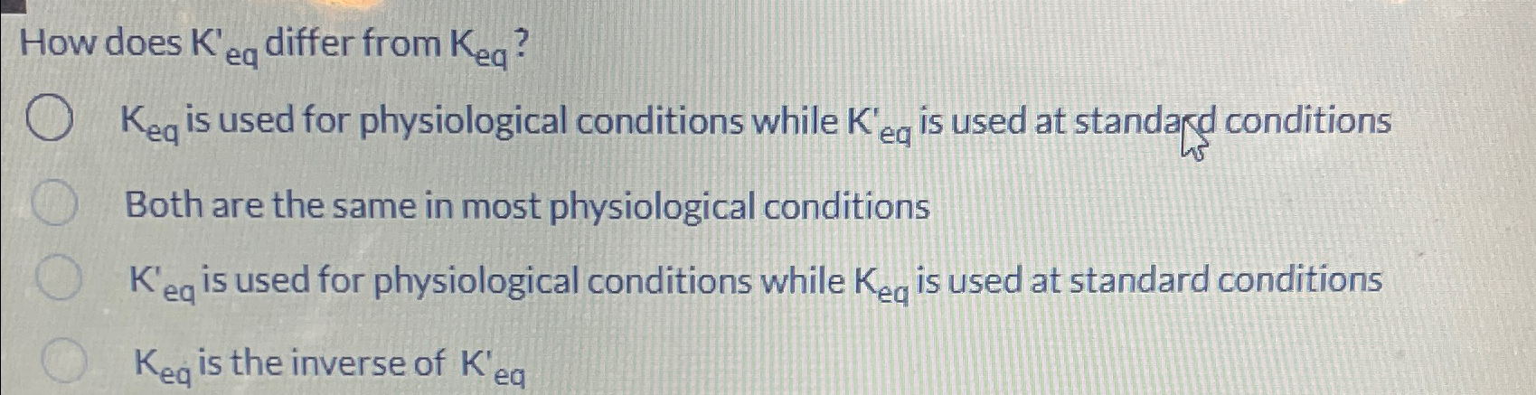 Solved How does Keq ﻿differ from Keq ?Keq ﻿is used for | Chegg.com
