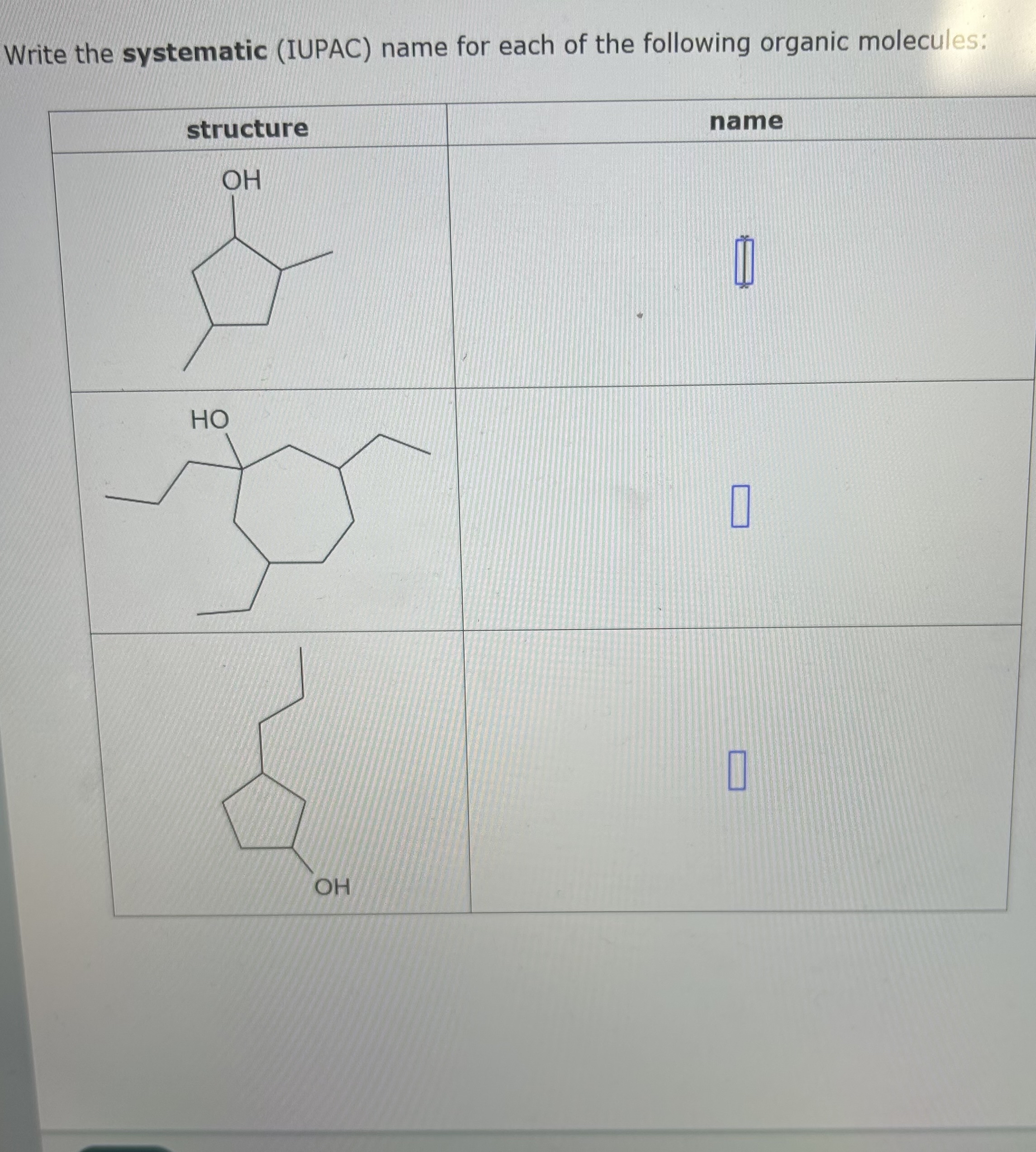 Solved Write the systematic (IUPAC) ﻿name for each of the | Chegg.com