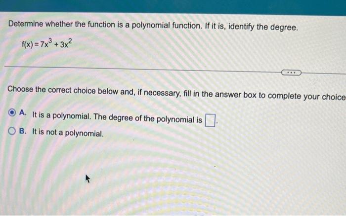 Solved Determine whether the function is a polynomial | Chegg.com