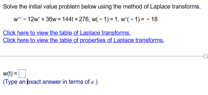 Solved Solve the initial value problem below using the | Chegg.com