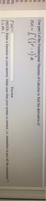 Solved d Using Part I of the Fundamental Theorem of | Chegg.com