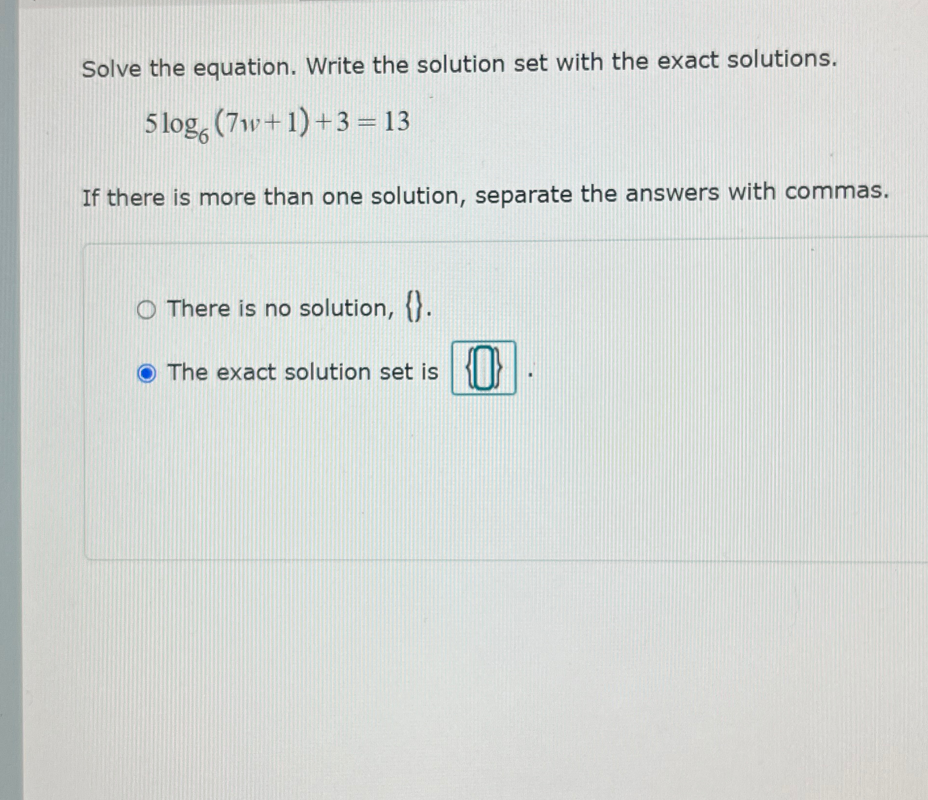 Solved Solve the equation. Write the solution set with the | Chegg.com