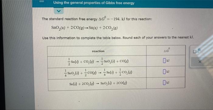 Solved The Standard Reaction Free Energy Δg0 −194 Kj For