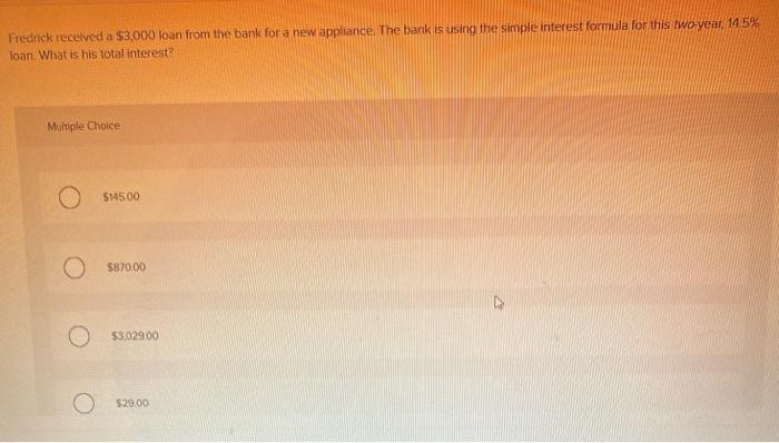 solved-fredrick-received-a-3-000-loan-from-the-bank-for-a-chegg