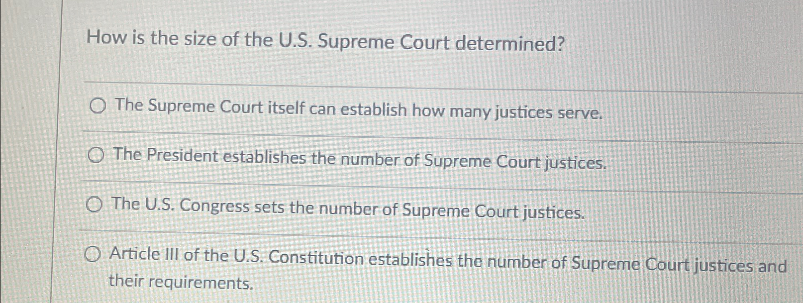 Who determines the size 2024 of the supreme court