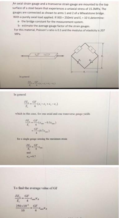 Solved An axial strain gauge and a transverse strain gauge | Chegg.com
