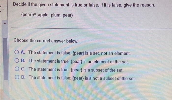Solved Decide if the given statement is true or false. If it | Chegg.com