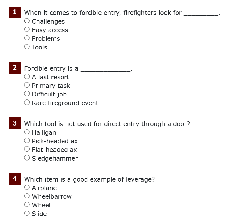 1 ﻿When it comes to forcible entry, firefighters look | Chegg.com