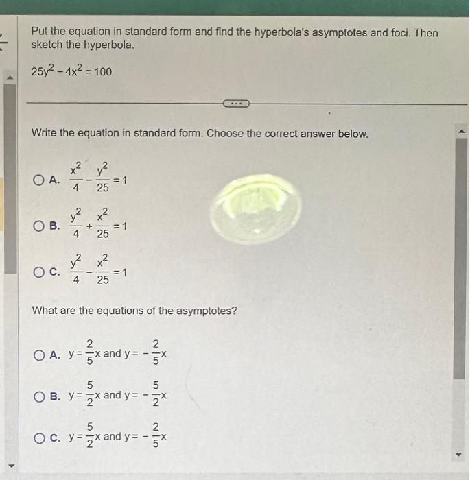 Solved Put the equation in standard form and find the | Chegg.com
