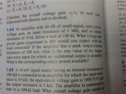 Solved Calculate the overall voltage gain in each | Chegg.com