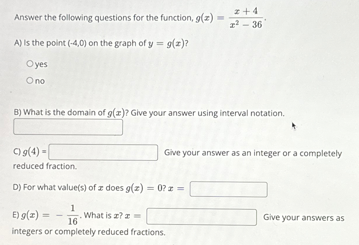 Solved Answer the following questions for the function, | Chegg.com