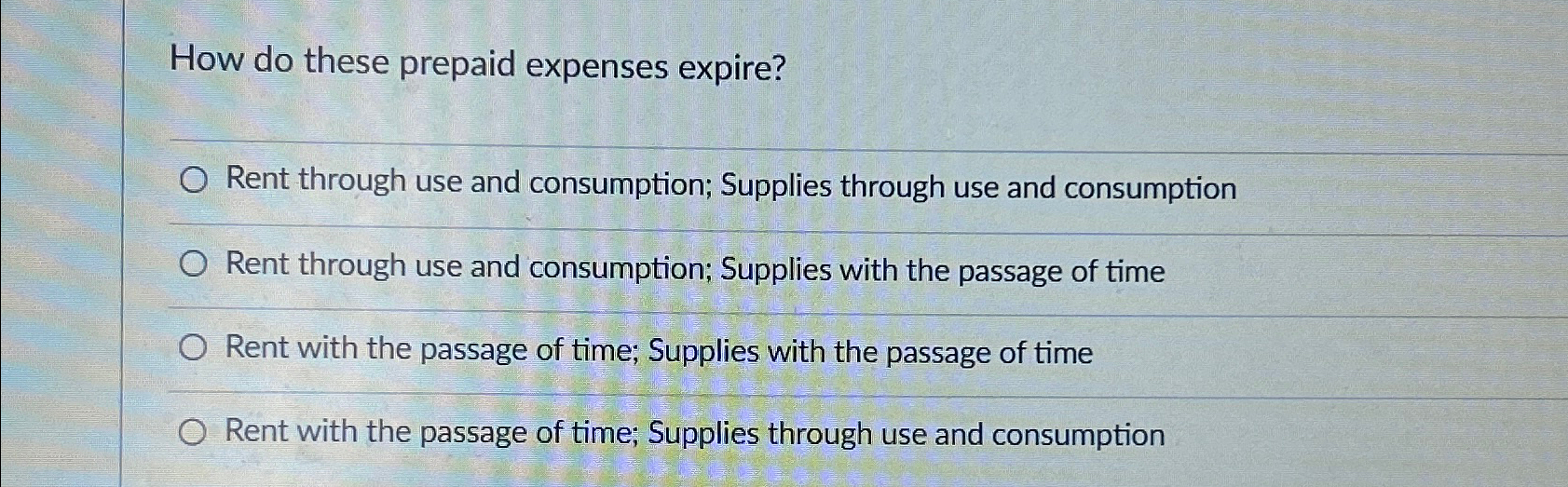 Solved How do these prepaid expenses expire?Rent through use
