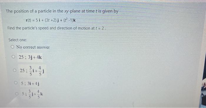 Solved The position of a particle in the xy-plane at time t | Chegg.com