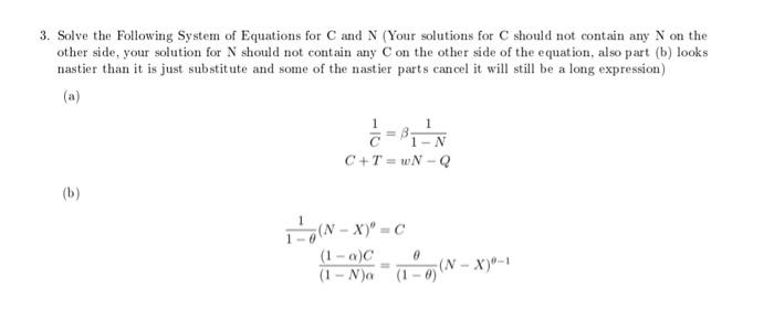 Solved 3. Solve the Following System of Equations for C and | Chegg.com