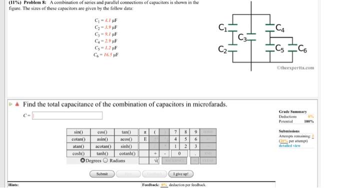 Solved (11%) Problem 8: A combination of series and parallel | Chegg.com