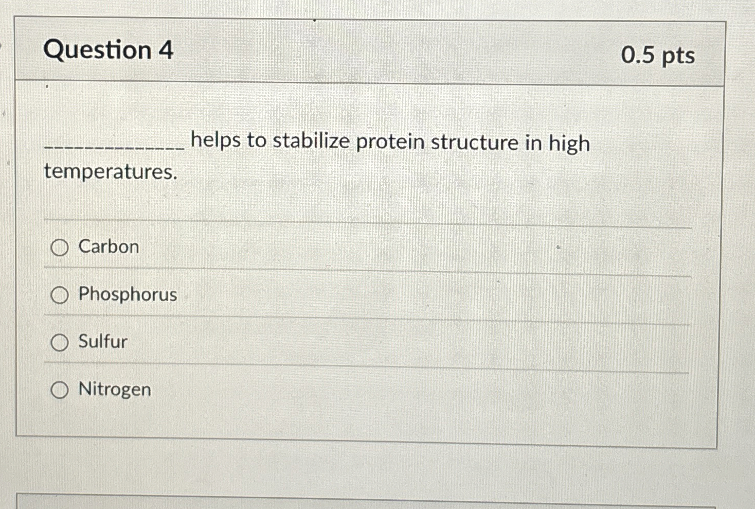 Solved Question 40.5 ﻿ptshelps to stabilize protein