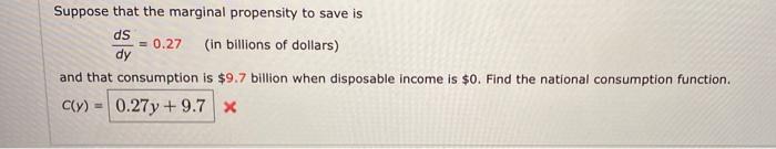 Solved Suppose that the marginal propensity to save is ds = | Chegg.com