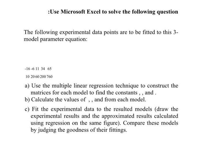 Solved :Use Microsoft Excel to solve the following question | Chegg.com