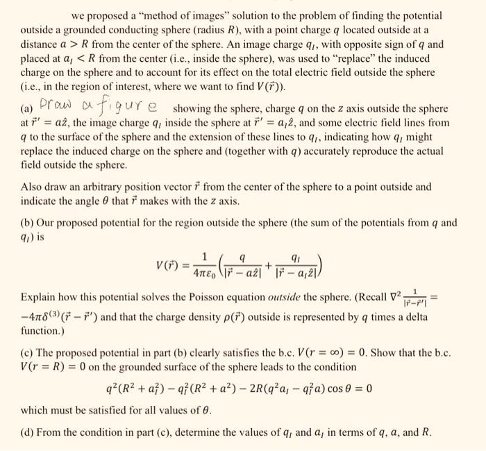 Solved We Proposed A "method Of Images" Solution To The | Chegg.com