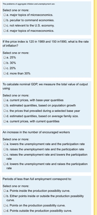 Solved The problems of aggregate inflation and | Chegg.com
