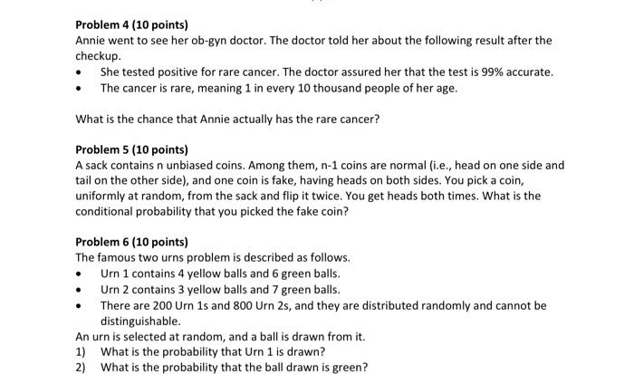 Solved Problem 4 (10 points) Annie went to see her ob-gyn | Chegg.com